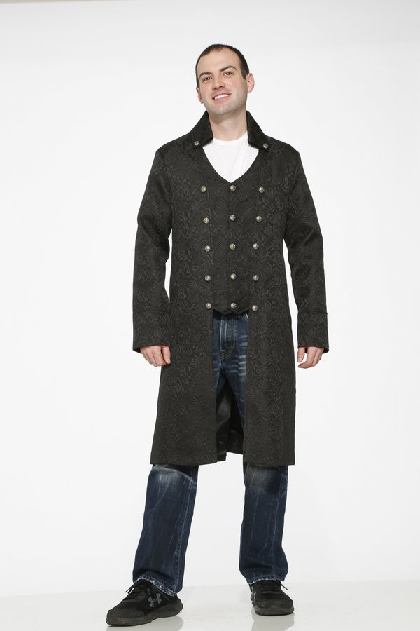 80010 Black Brocade Men's Coat  (6).jpg