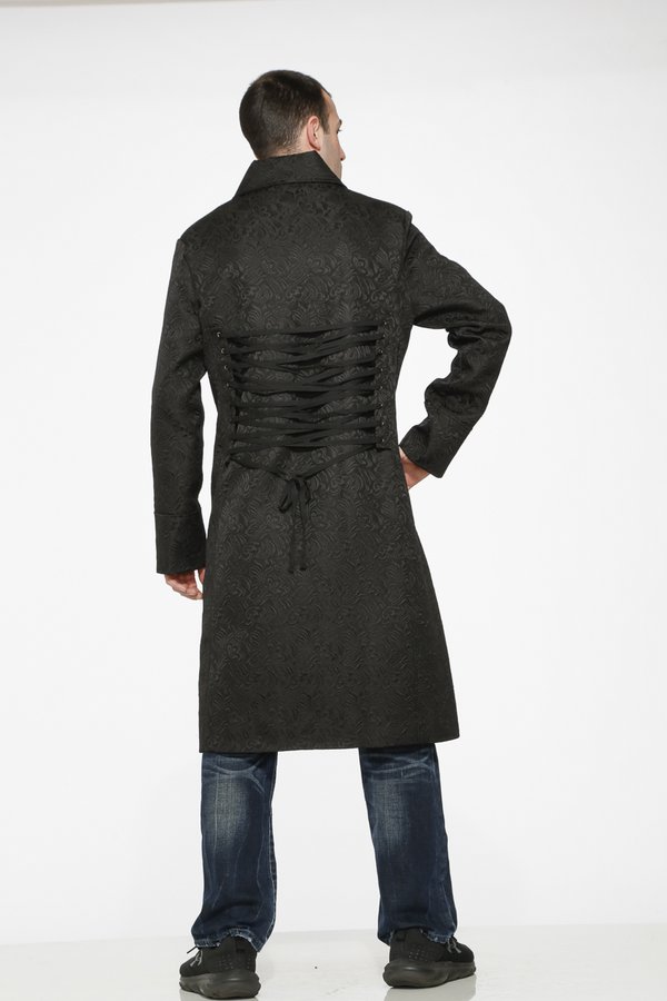 80010 Black Brocade Men's Coat  (23).jpg